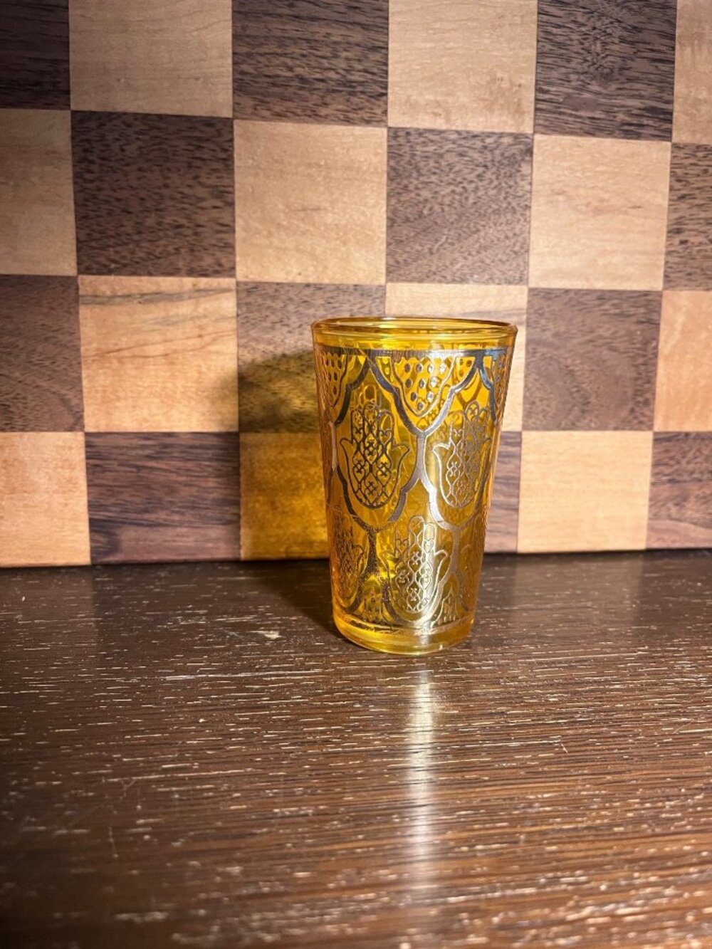 Vintage Moroccan Gold Accented Tea Glass A104